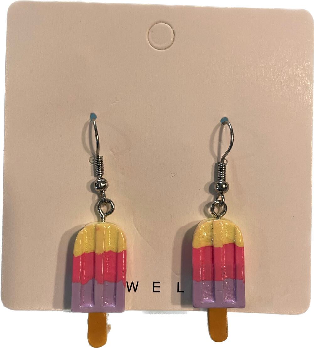 Ice Cream Popsicle on a stick multi color drop dangle fashion earrings - NEW